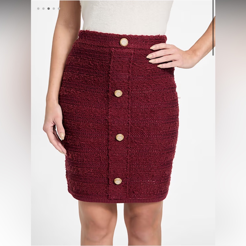 Marciano Burgundy Faux Button-Up Skirt - Size L